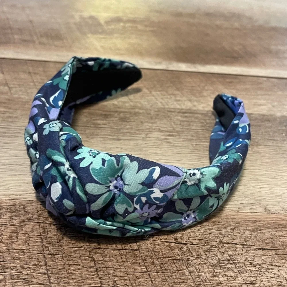 Navy‎ Floral Knot Headband Women's Fabric Hair Accessory