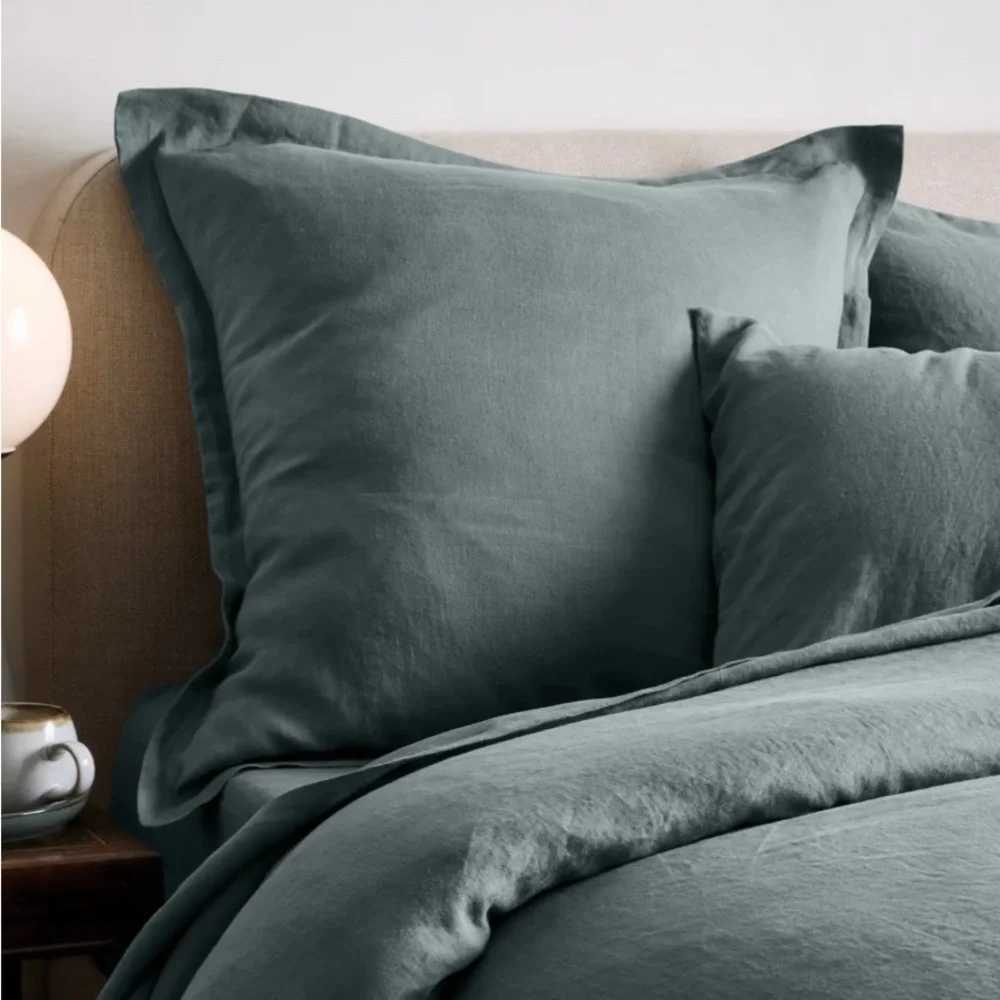 Quince European Linen Euro Sham - Ocean 26x26 and 2 King Pillowcases NWT