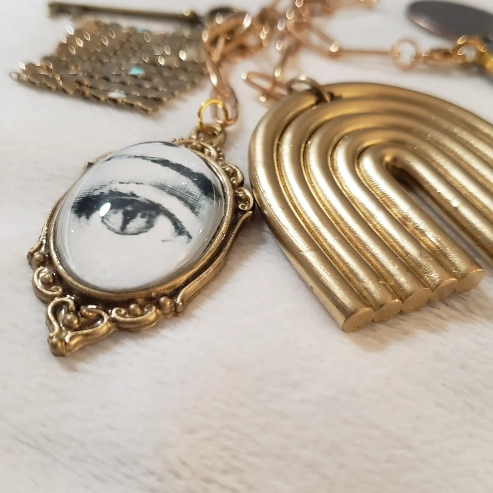 Fornasetti Style Gold Bag Charm Keychain Italian Art Face Motif FREE SHIPPING