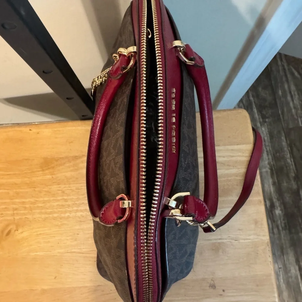 Michael Kors Red and Brown Handbag