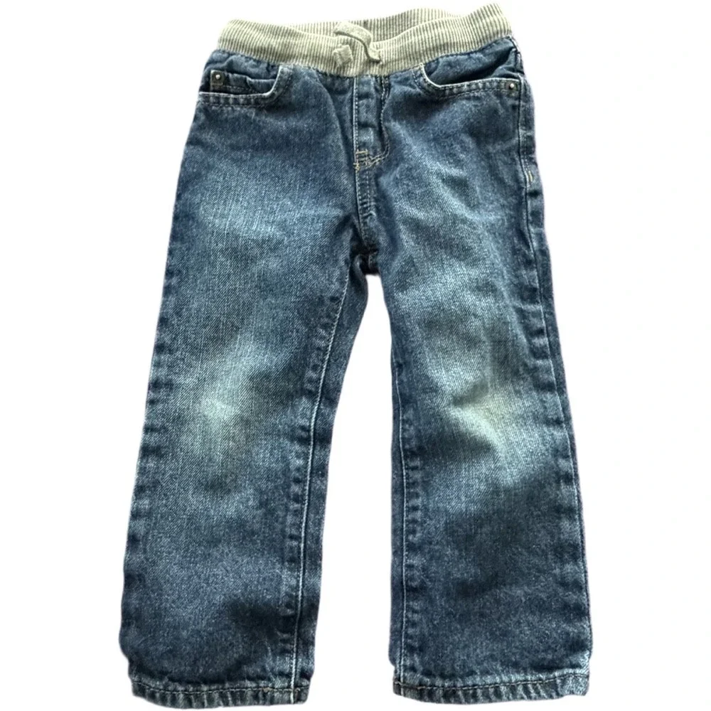 The Children's Place Boys Pull-On Denim Jeans 2T Blue Elastic Waist Cotton