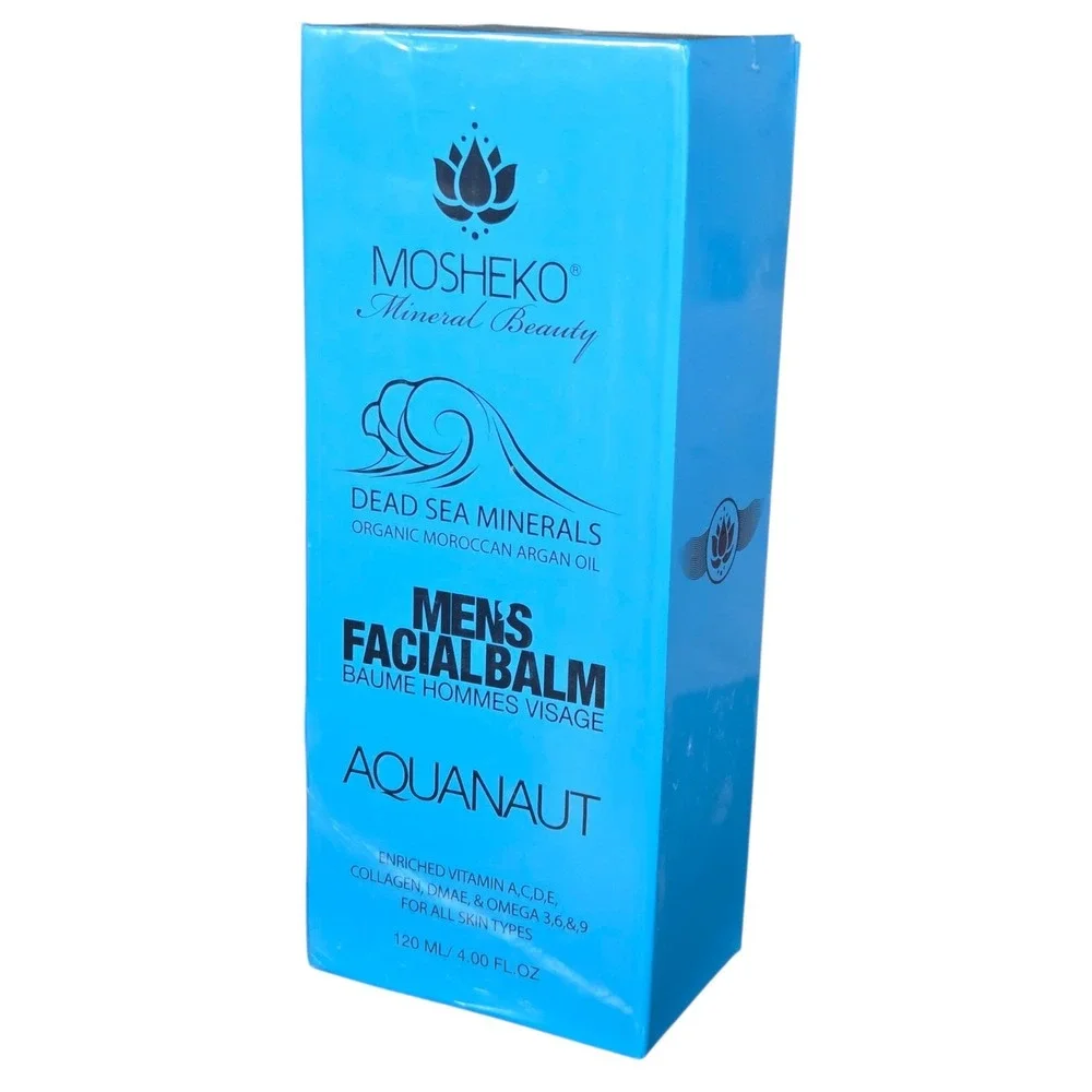 New Mosheko Facial Balm Mens 4oz Blue Aquanaut Dead Sea Minerals Argan Oil $199