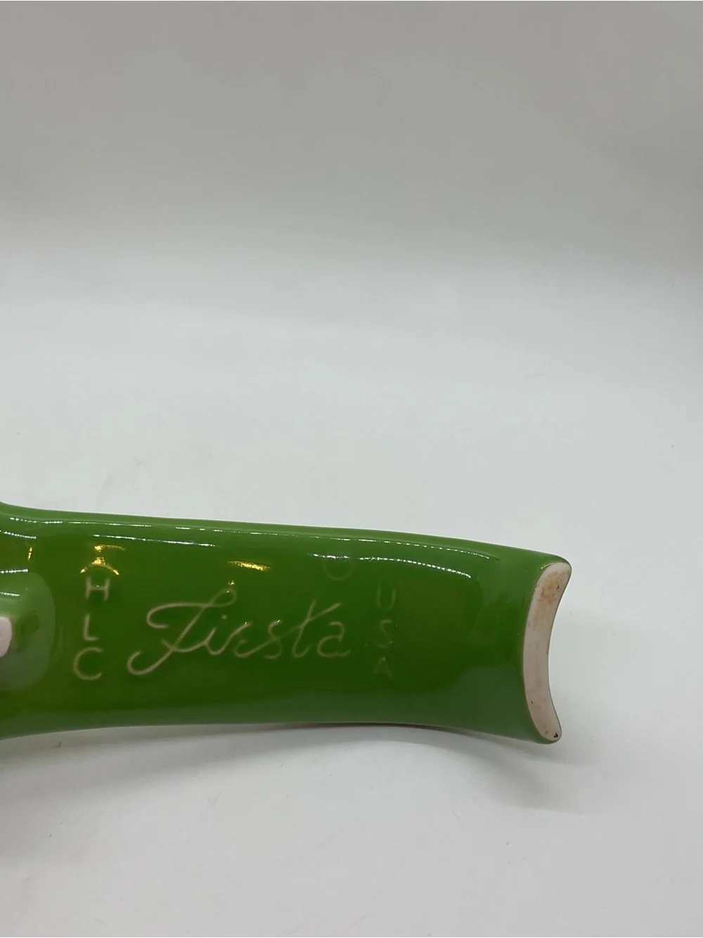 Fiesta Shamrock? Green Ceramic Spoon Rest - flaws