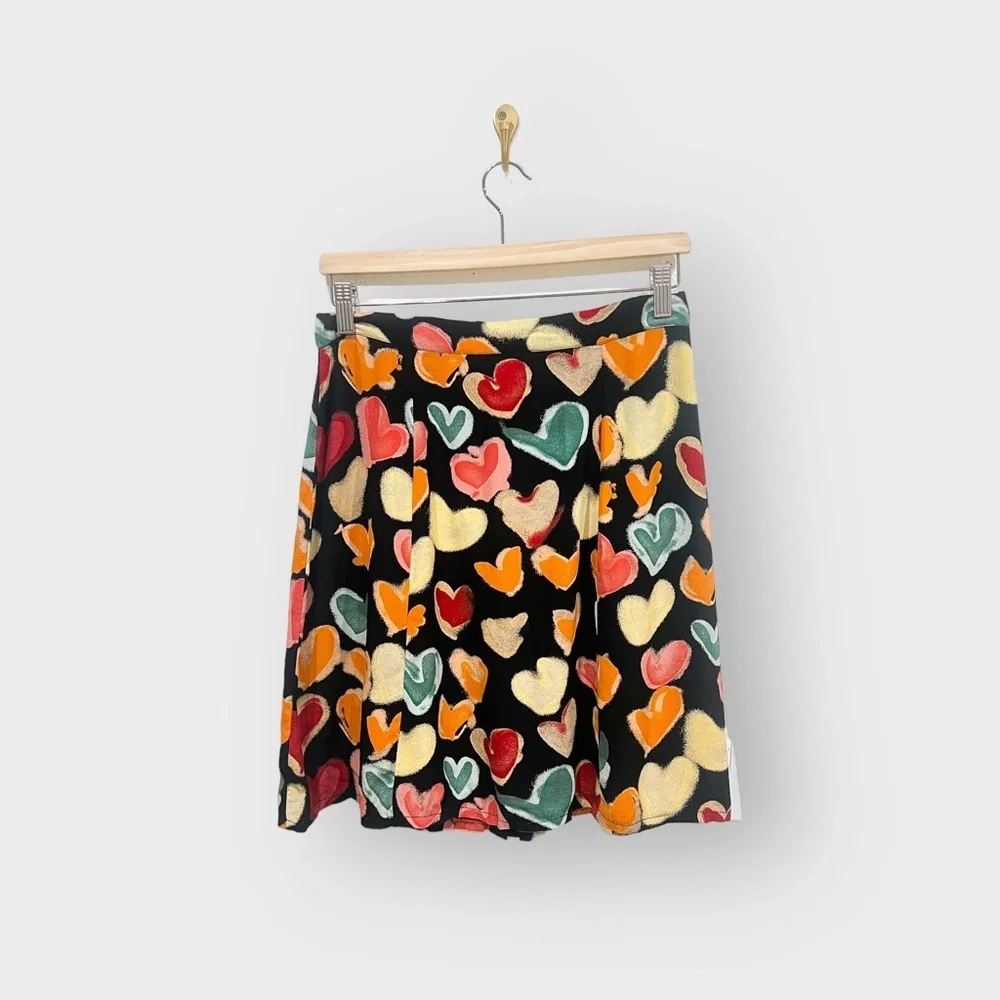 TERRY WARD Vintage Heart Print Button Skirt (Sz L)