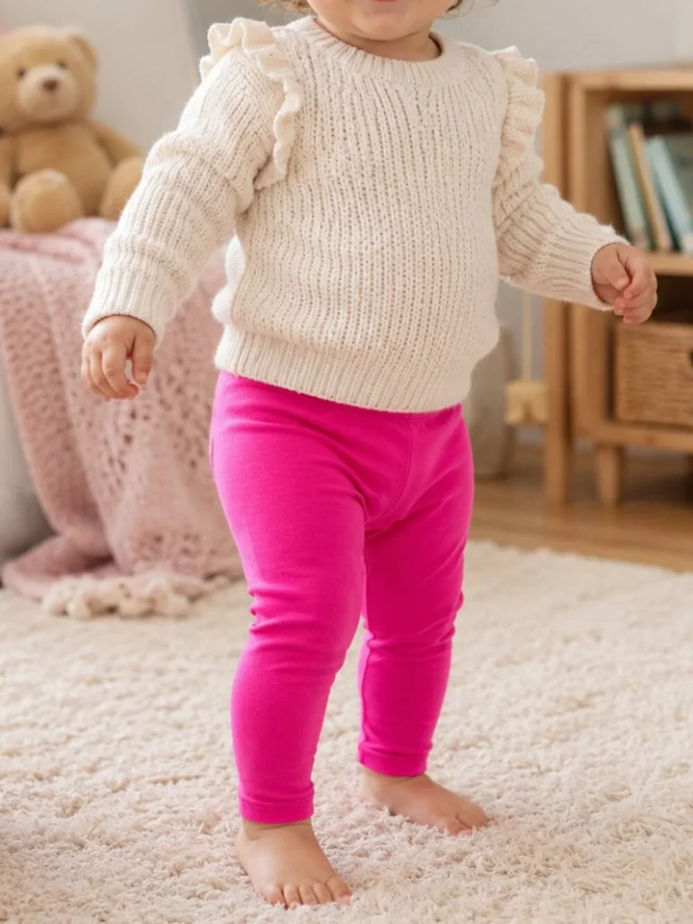 Cat & Jack Toddler Leggings 12M Pink Tough Knee Cotton Durable Stretch New