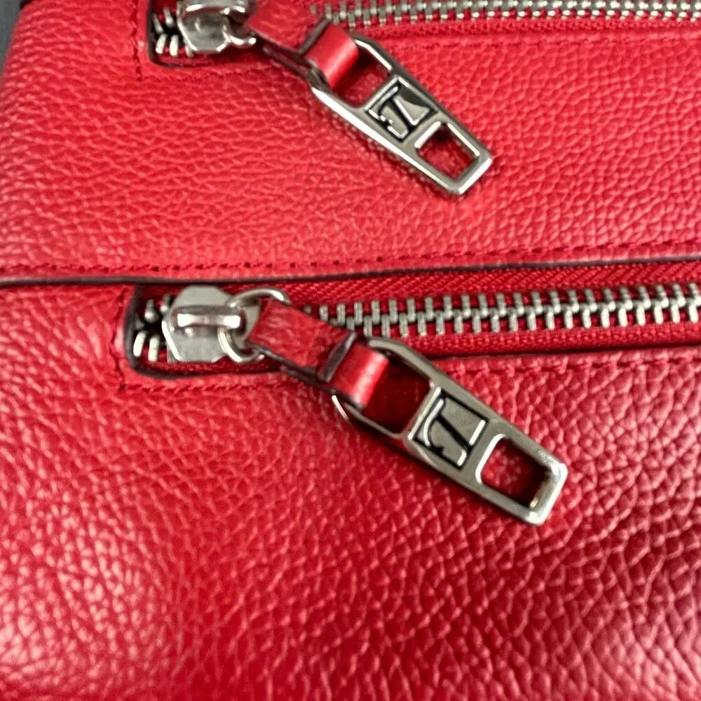 Tignanello Red Leather Zipper Detail Wristlet 5 X 8