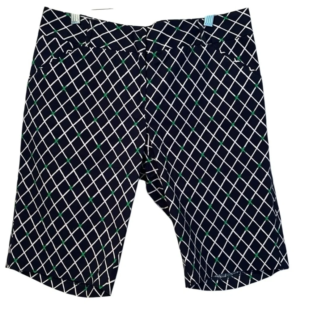 Peter Millar Women's Blue White Chino Walking Short Diamond Pattern Golf Size 6