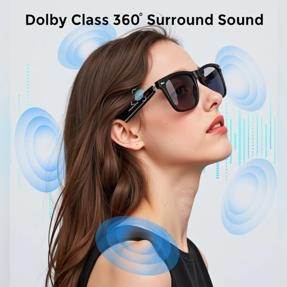 NIB- Handsfree Phone DMES AI SMART SUNGLASSES Black frames, UV lens