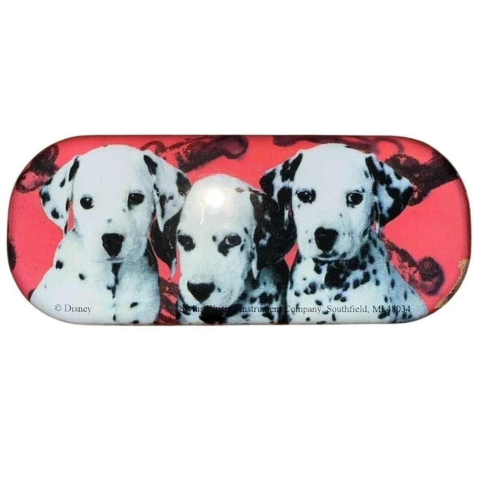 Disney‎ 101 Dalmatians Collector Pen Metal Tin Case Red Velvet Insert vintage