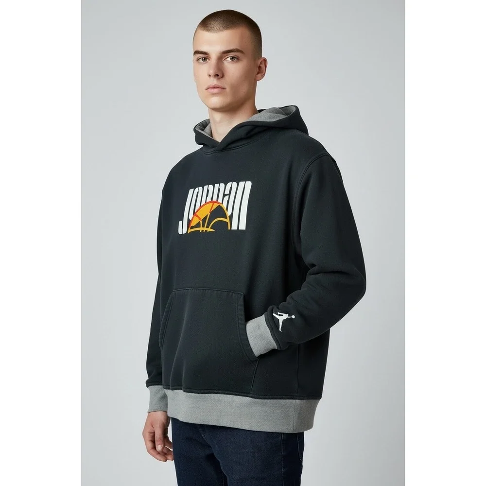 Jordan Sport DNA Hoodie Mens XL Black‎ Grey DC9639-010 Excellent Graphic Fleece