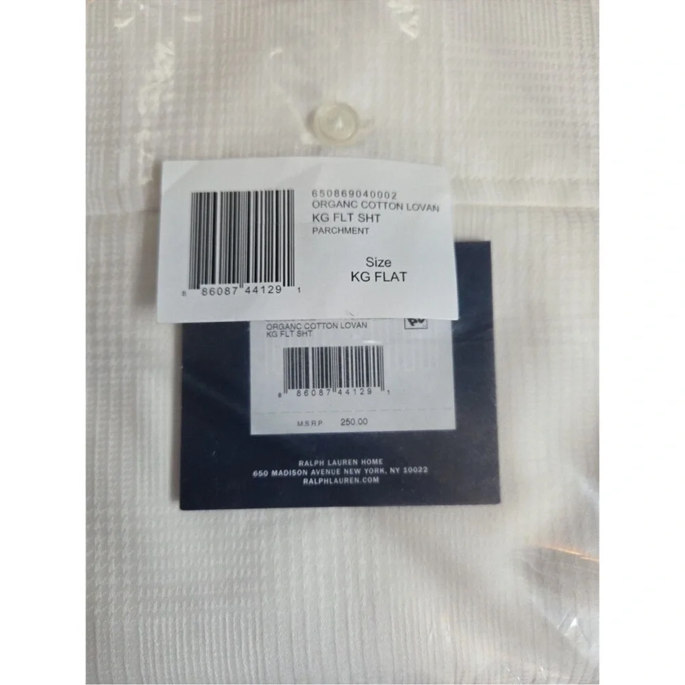 Ralph Lauren Bedding Organic Cotton Lovan Jacquard King Flat Sheet Parchment NWT