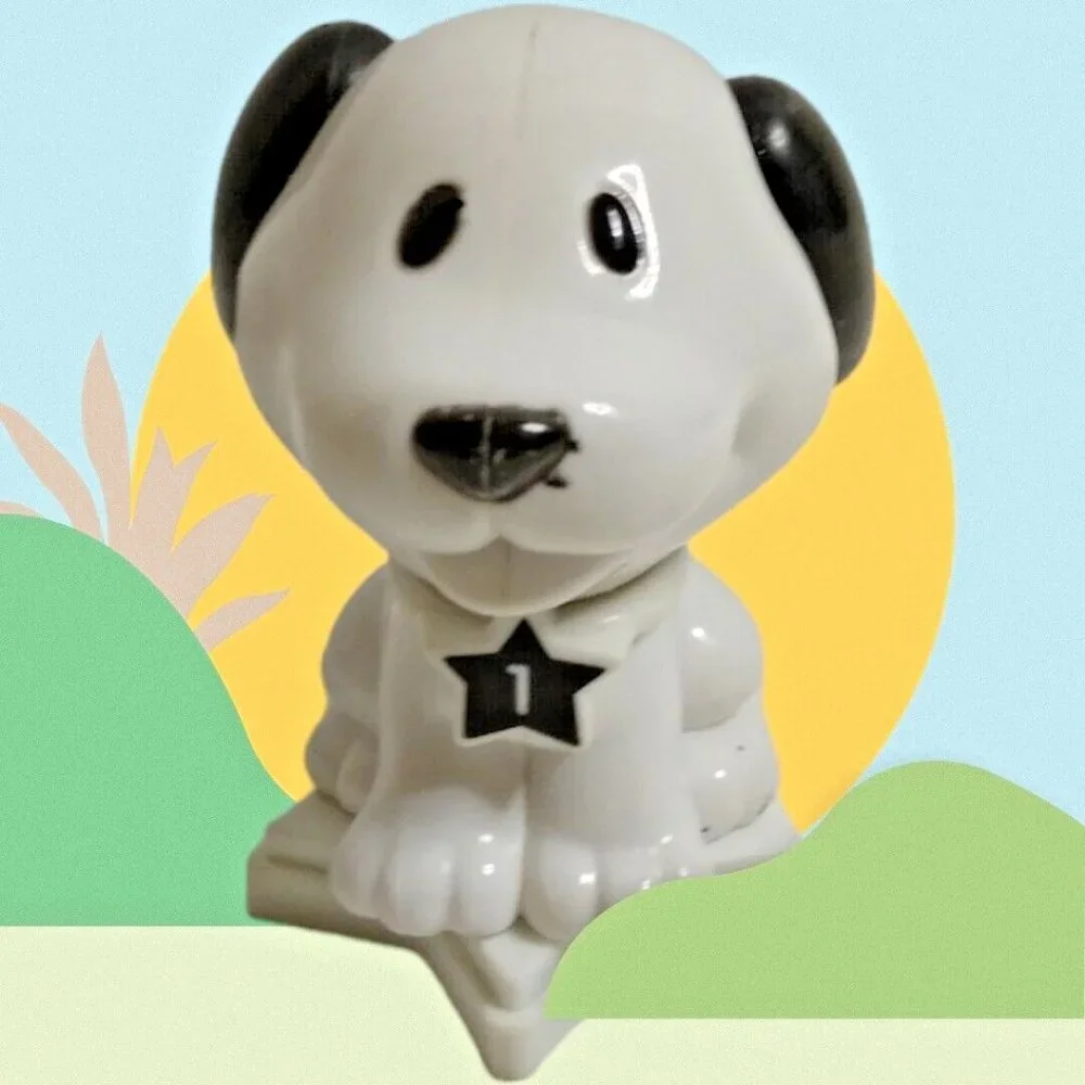 Cake Decoration Snoopy White Dog Collar Says #1 Action‎ Figure