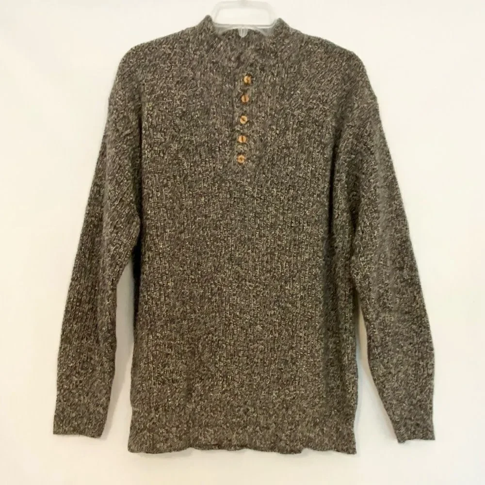 Alps heavy thick knit winter sweater size XL in brown, black, and off-white.