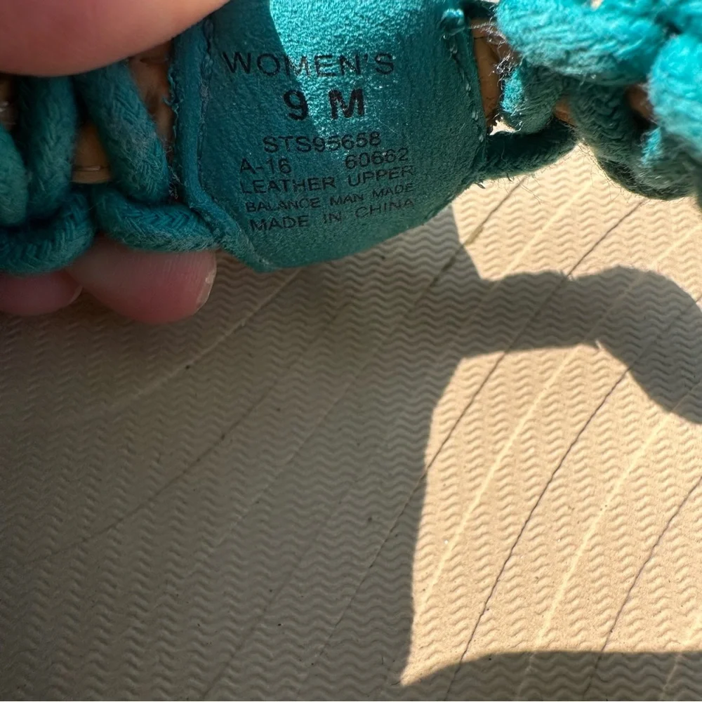 Sperry Seabrooke Current Thong Sandals Braided Turquoise Leather Size‎ 9