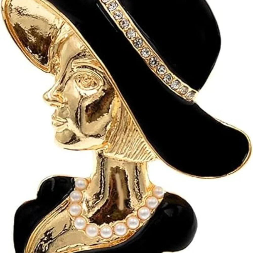 Stunning Lady in Pearls Brooch Lapel Pin for‎ Sweater Blazer Jacket Blouse