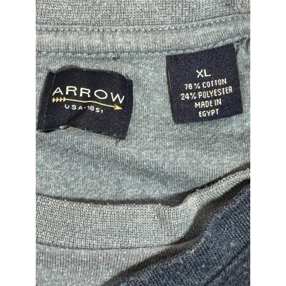 Arrow Men's V-Neck Long Sleeve Textured Knit Sweater XL Blue Cotton Blend‎