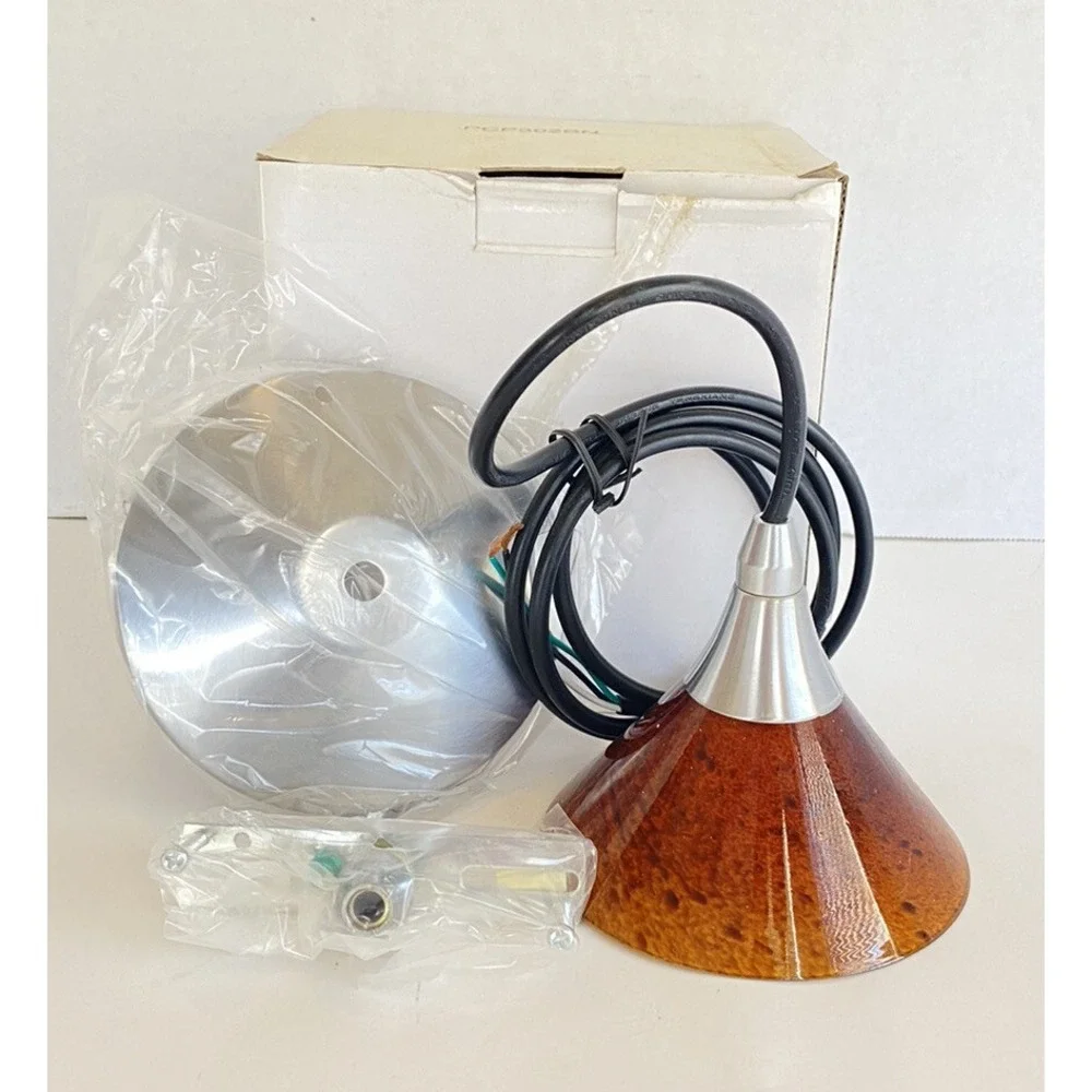 Premier Amber‎ Glass Mini Pendant Hanging Light Chandelier Brushed Nickel