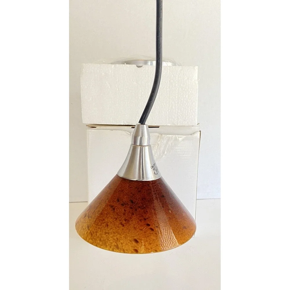 Premier Amber‎ Glass Mini Pendant Hanging Light Chandelier Brushed Nickel