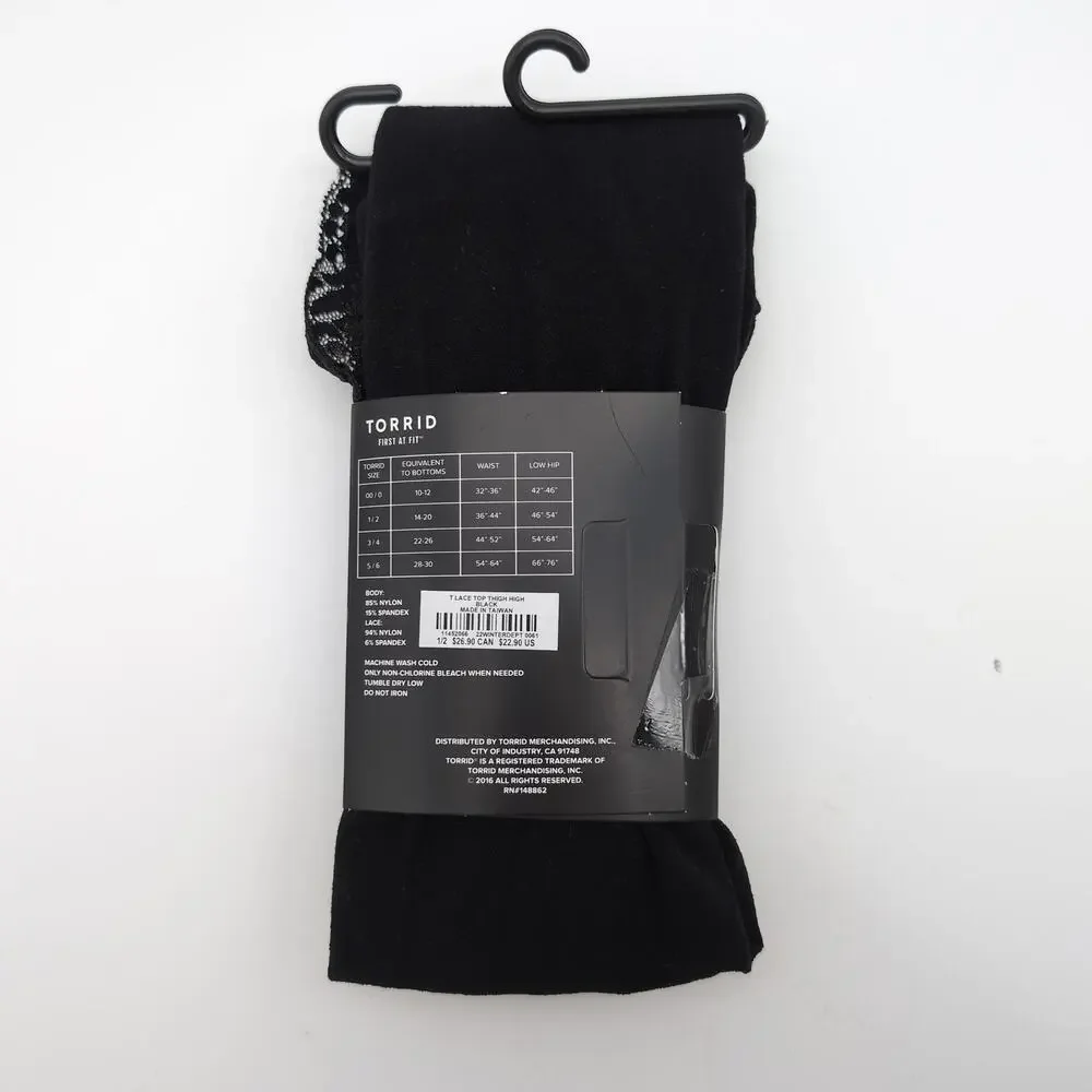 Torrid Stockings Womens 1/2 Black Lace Top Thigh Highs Plus Size Nylon Spandex