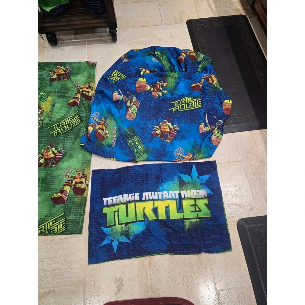 TMNT 3pc‎ Bedding Turtle Power Twin Flat Fitted 1 Pillowcase Polyester Kids Room
