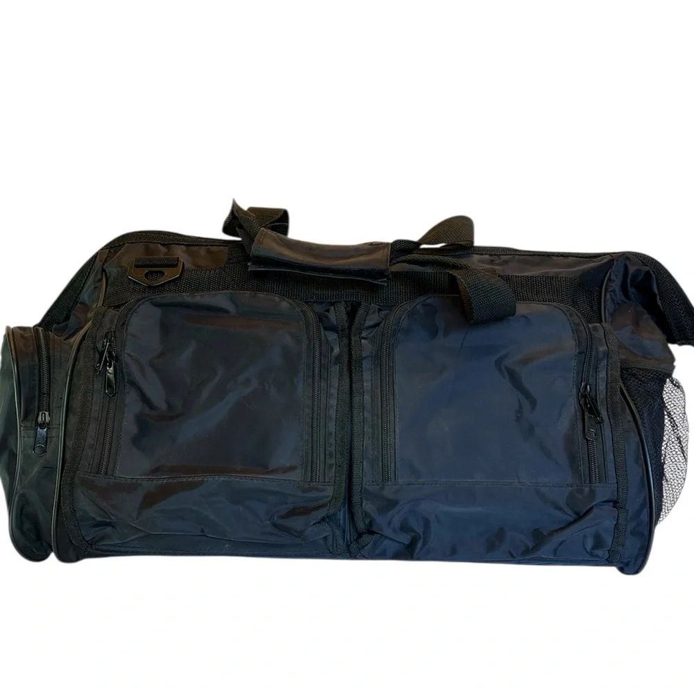 Stylish Vintage Dark Black Duffel Bag with Many Pockets. New without Tags.