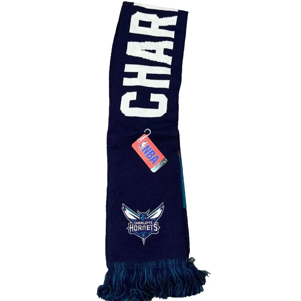 NBA Unisex One Size Blue Knit Charlotte‎ Hornets Basketball Scarf NWT