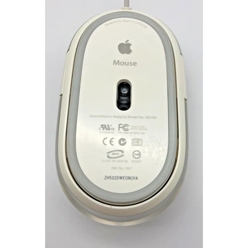 Apple Mac Mouse Genuine Wired Optical M5769 Clear White Tested Works