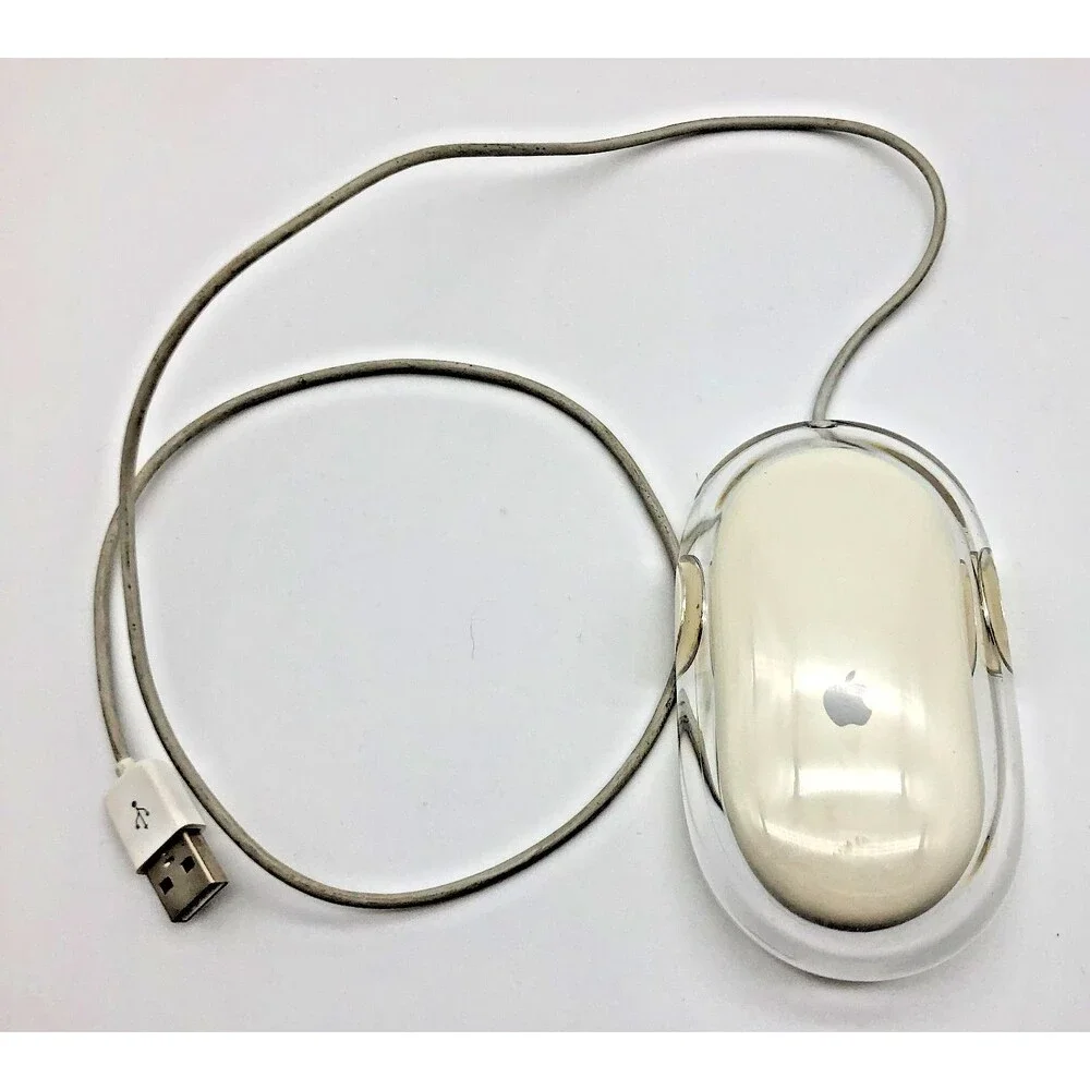 Apple Mac Mouse Genuine Wired Optical M5769 Clear White Tested Works