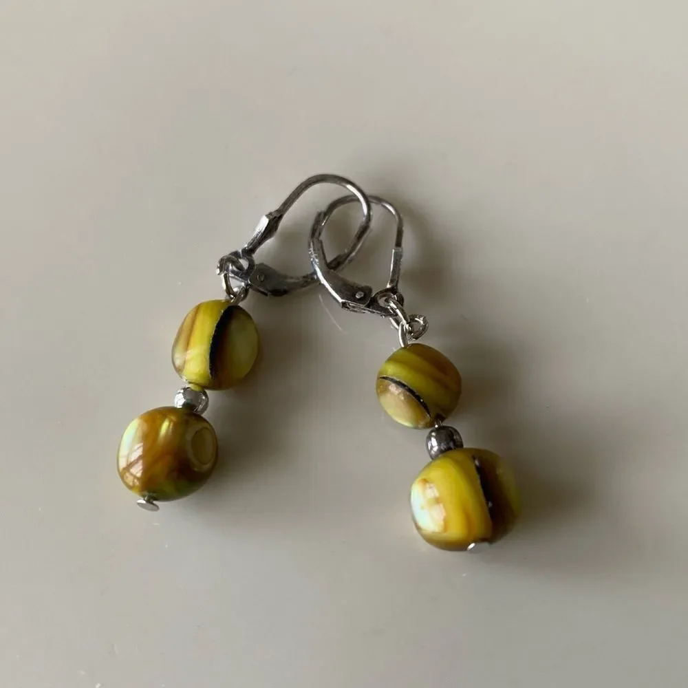 Sterling silver/green mother of pearl earrings