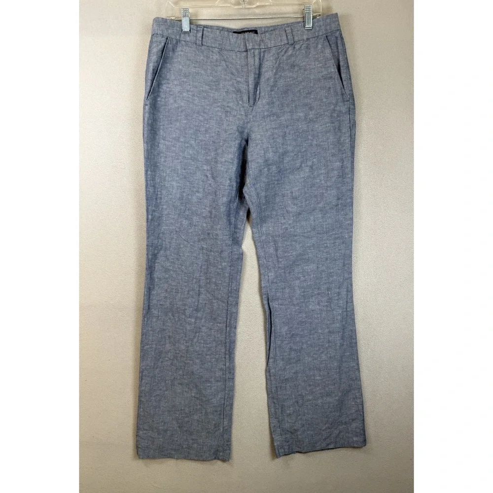 Banana Republic Women's Sz 10 Blue‎ Martin Fit Linen Blend Business Office Pants