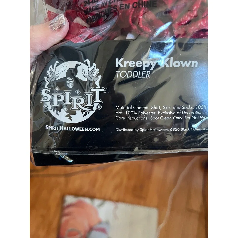 Spirit Halloween Kreepy‎ Klown Toddler Costume Sz 5T 6T Shirt Skirt Hat Socks