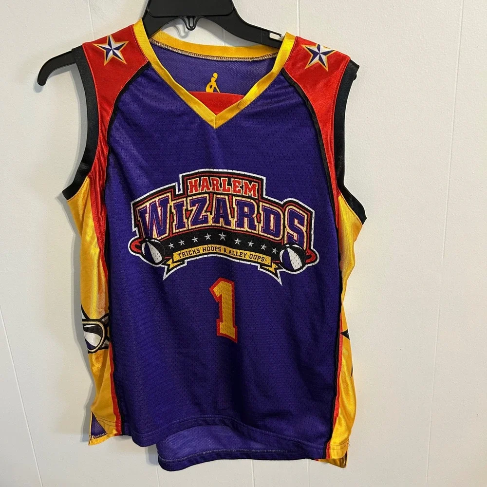 Harlem Wizards Youth Large Basketball Jersey Purple Gold Red Stars Number 1 YL