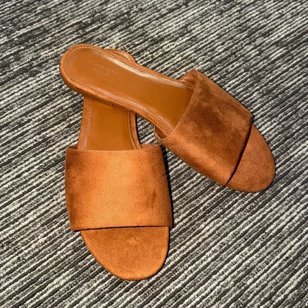 New J.Crew Microsuede Mules Size 10