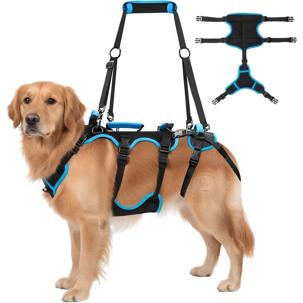 Yeyeplum Large Dog‎ Lift Harness Polyester Full Body ACL Support Sling 4 Handles