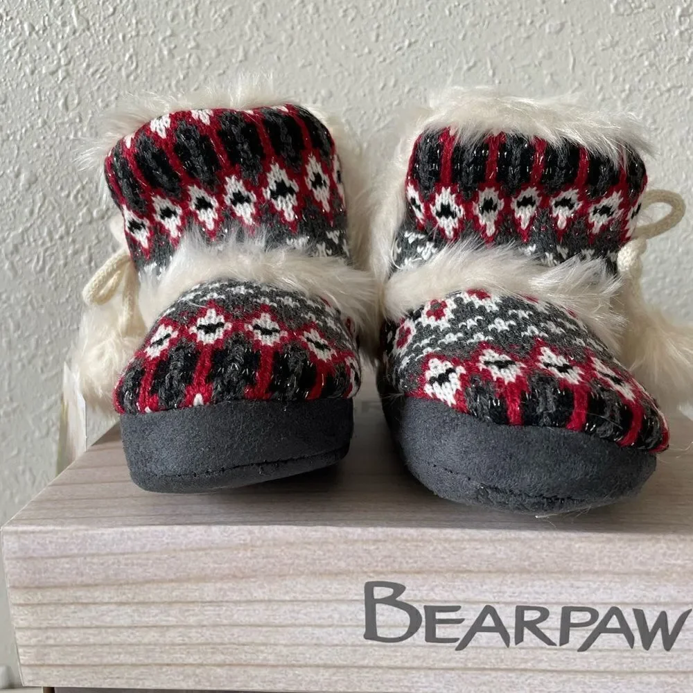 NIB BearPaw Kinsley Youth Red Holiday Slipper Booties Sizes S,M,L,XL