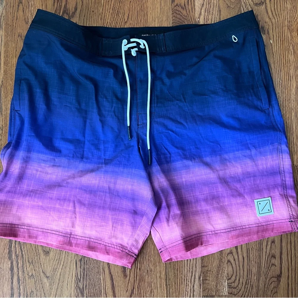 American Eagle Outfitters XXL Gradient Blue and Pink Swim Shorts NWOT