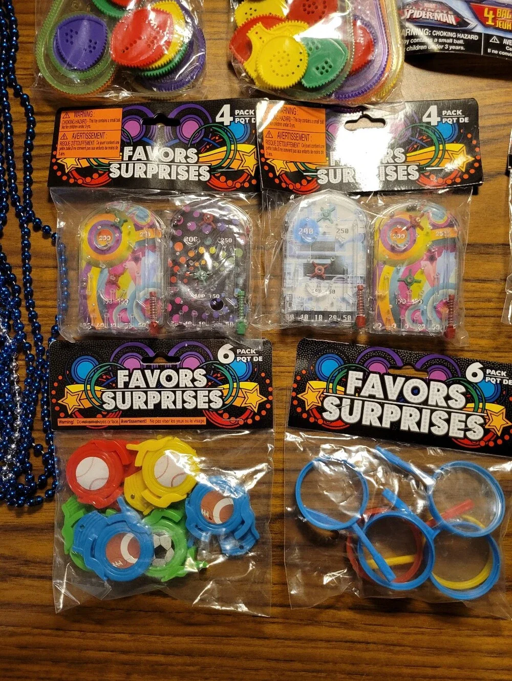 Assorted Party Favor Pack with Red, Blue & Silver Accessories