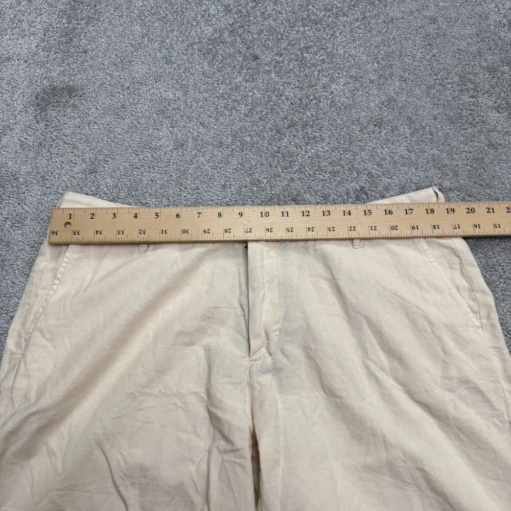 Faherty Linen Blend Chino Shorts Mens 34 Beige Flat Front Casual Summer Classic