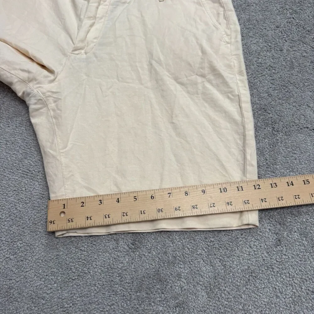 Faherty Linen Blend Chino Shorts Mens 34 Beige Flat Front Casual Summer Classic