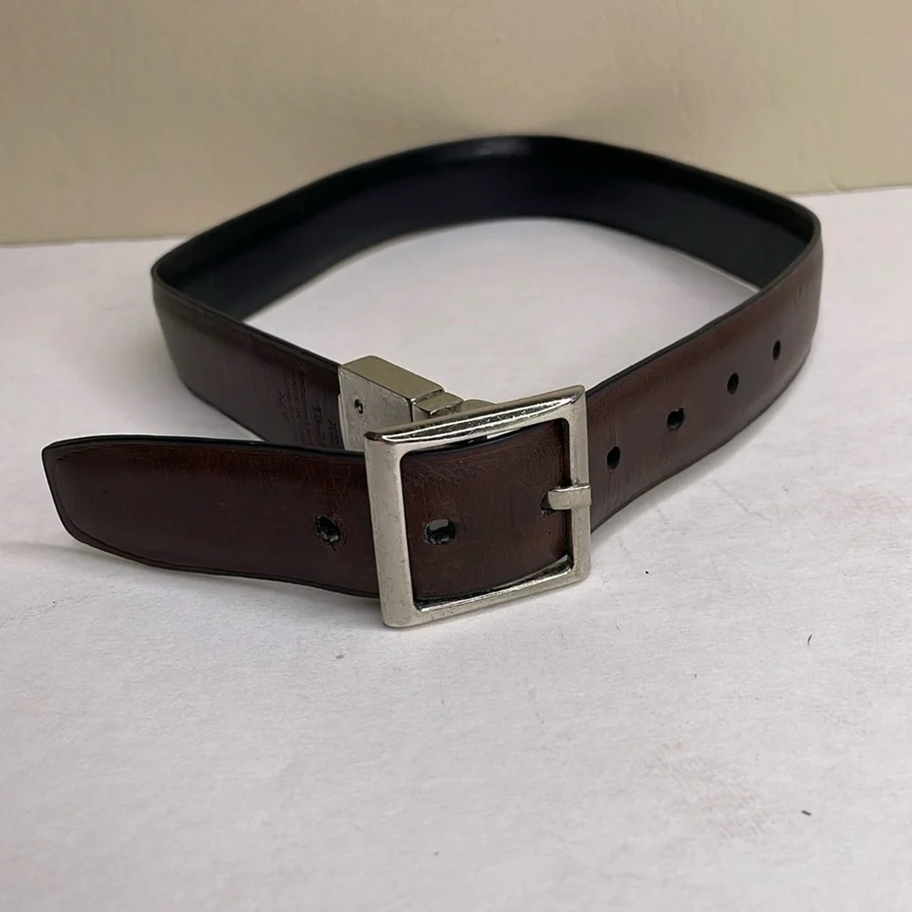 CHAPS Belt Brown Vegan Leather silver Buckle Boy’s XS 19-24