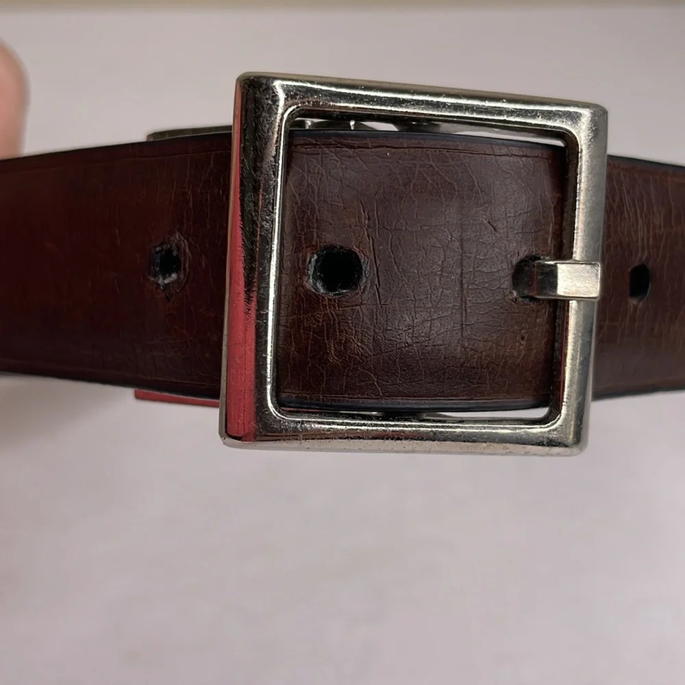 CHAPS Belt Brown Vegan Leather silver Buckle Boy’s XS 19-24