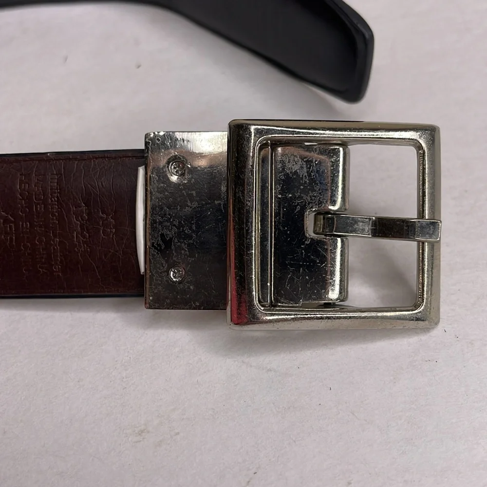 CHAPS Belt Brown Vegan Leather silver Buckle Boy’s XS 19-24