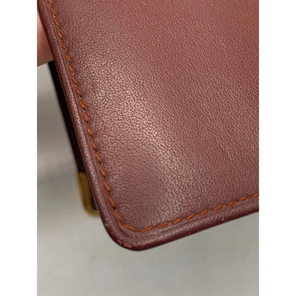 Cartier Must de Cartier Burgundy Leather Long Bifold Wallet Gold Corners #674
