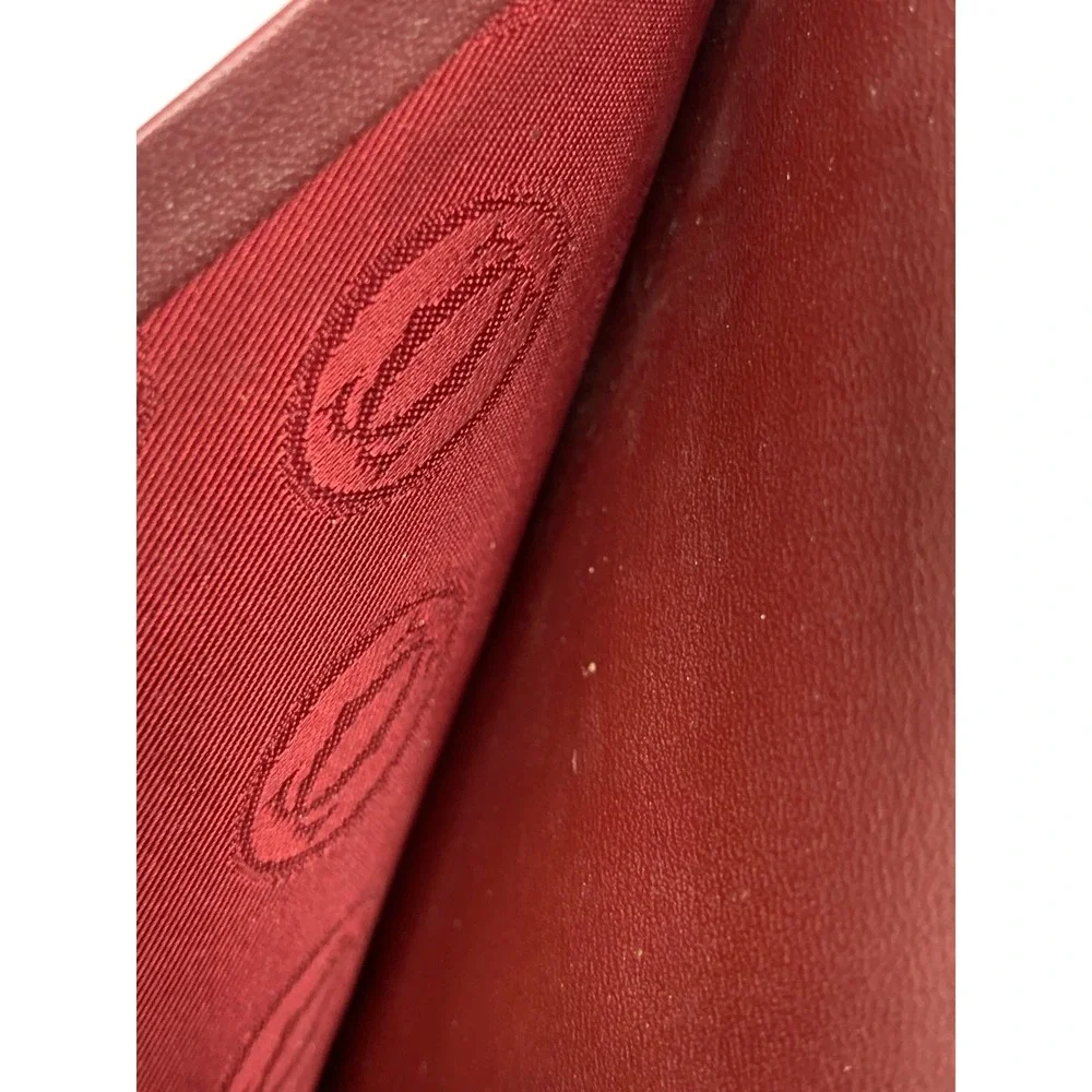 Cartier Must de Cartier Burgundy Leather Long Bifold Wallet Gold Corners #674