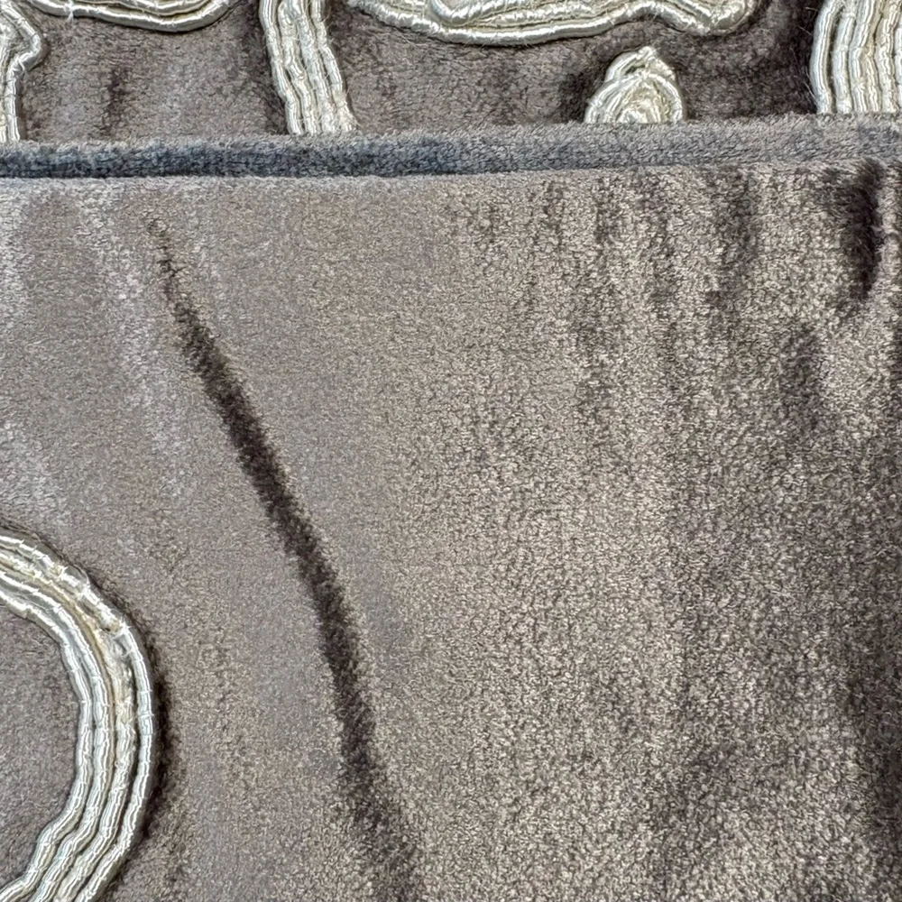 Hand Embroidered Velvet King Sham, Frontgate Aviana Collection, Gray, 20x36 in