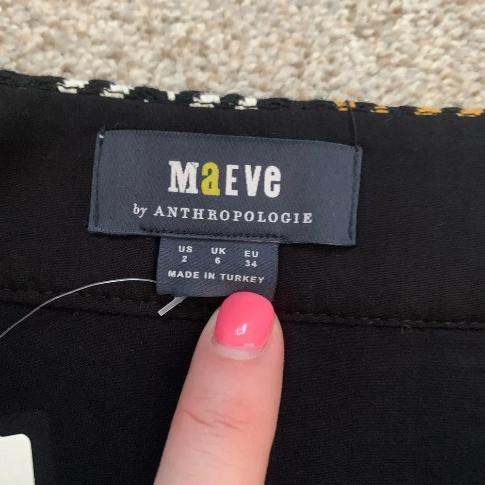 NWT Maeve by Anthropologie Yellow and Black Plaid Skirt.