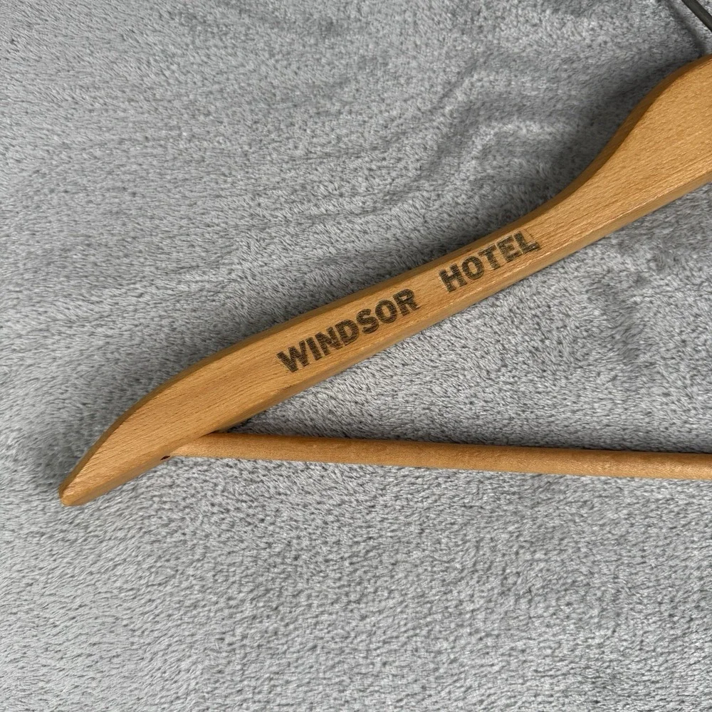 Vintage Wood Hanger Windsor Hotel Montreal Canada Advertising Clothes‎ Storage