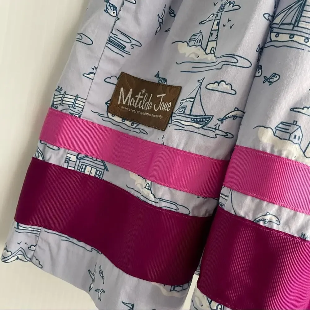 Matilda Jane Boardwalk Dress It’s a Wonderful Parade sz 6 nautical sailboat