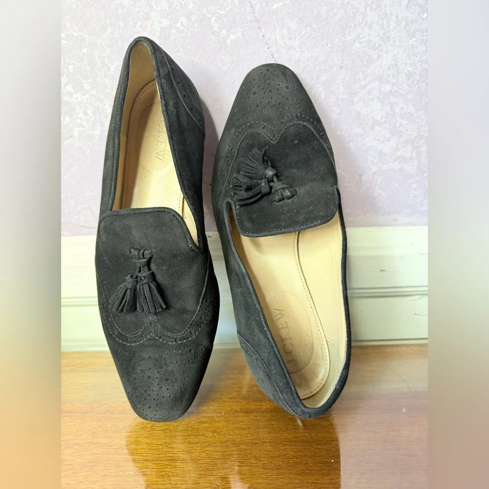 J. Crew Black Suede Tassel Loafers