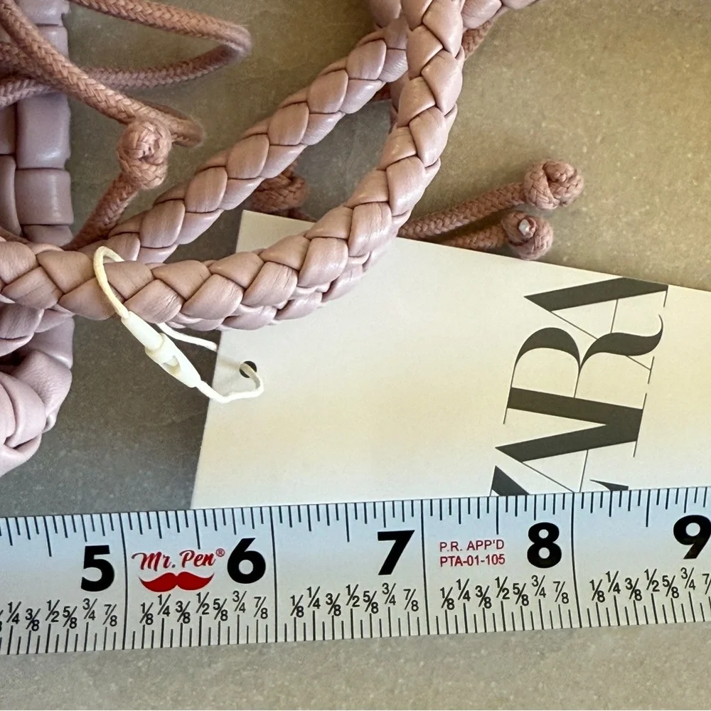 NWT Zara Girls Mauve Woven Crossbody Mini Bag Drawstring Braided Strap